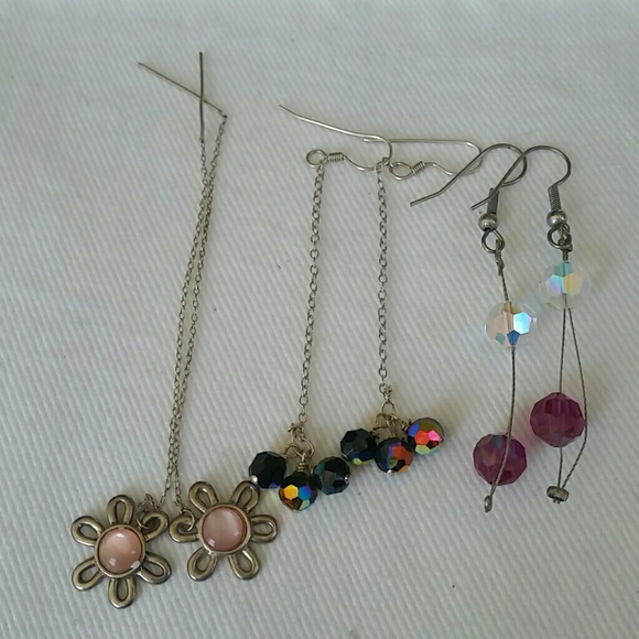 3 pairs drop earrings