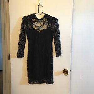 Black lace mini dress