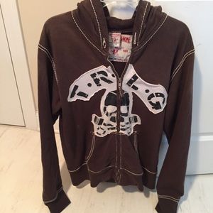 Men's L True Religion Zip Up Hoodie