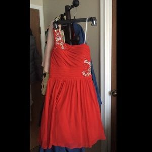 Red one shoulder short dress