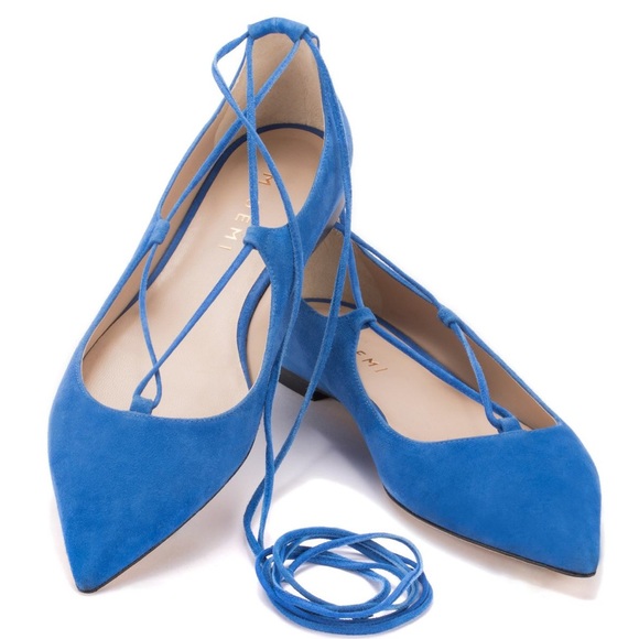 The BREZZA suede lace-up flat in Capri blue. - Picture 2 of 3