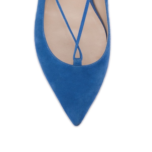 The BREZZA suede lace-up flat in Capri blue. - Picture 3 of 3