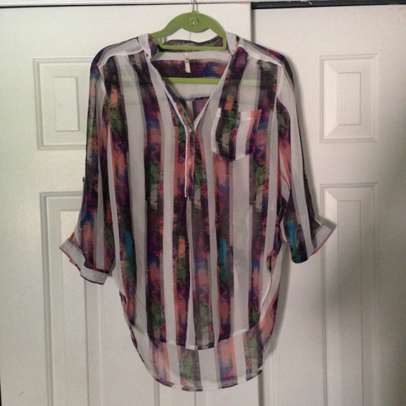 Sheer patterned button down