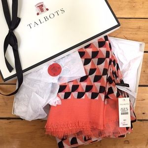 NWT Talbots Coral & Black Scarf