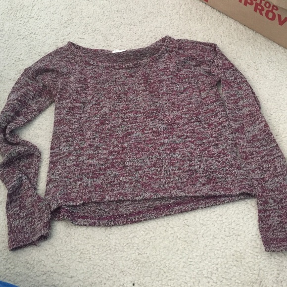 Brandy Melville burgundy crop long sleeve top