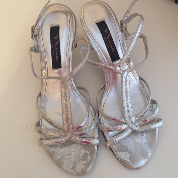 Nina silver dress heels, size 7.5! Barely worn
