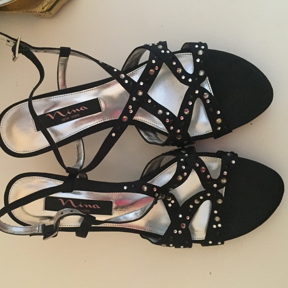 Nina black sparkly dress heels size 7