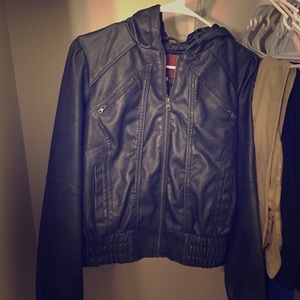 Gray leather jacket
