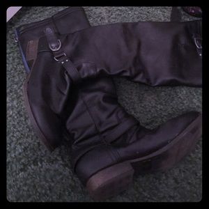Knee high black riding boots