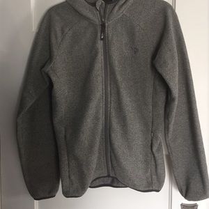 North Face Grey Hooded Zip Front Jacket.