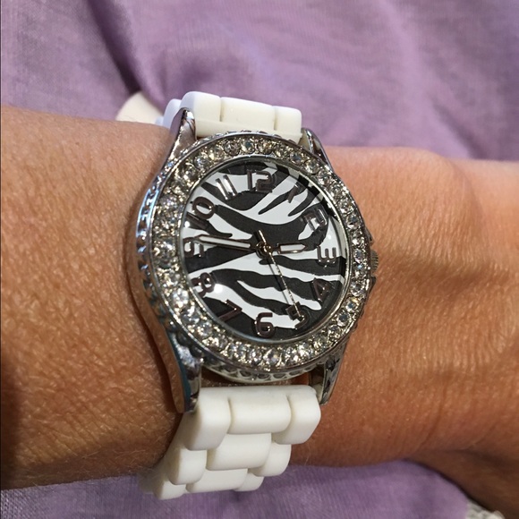 Zebra faced bling watch 🌺