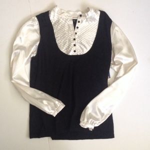 Classic B&W silk shirt sweater.