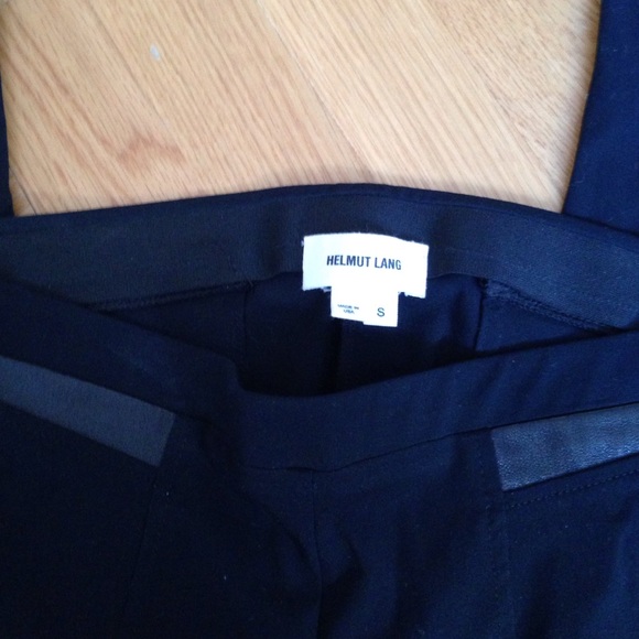 Helmut Lang black leggings w leather detail