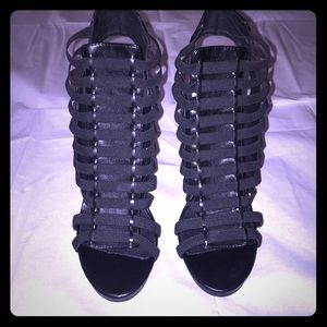 Black open-toe stretch heel by Steve Madden