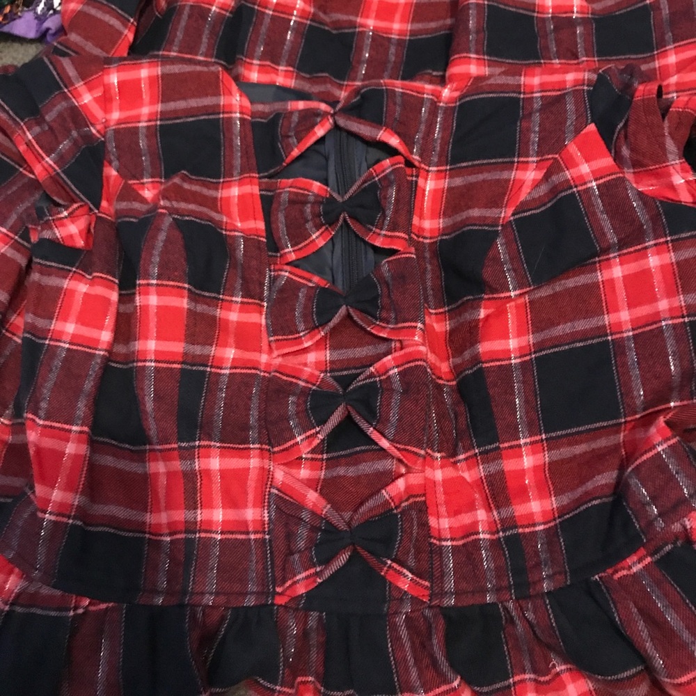 Long Eshakti Plaid Bow Dress - Picture 3 of 3