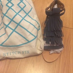 Diba navy fringe sandals