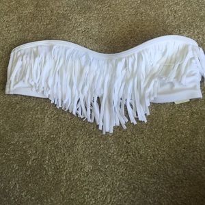 White strapless bikini top