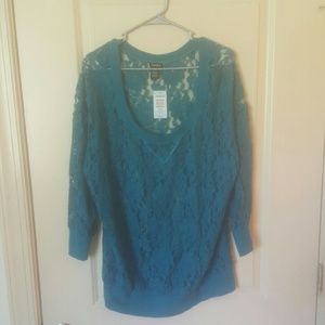 TORRID size 2 Teal Lace Pullover