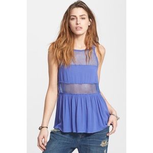 Free People Snap Out of It Dutch Blue Top