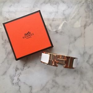 Hermes clic clac h bangle bracelet white