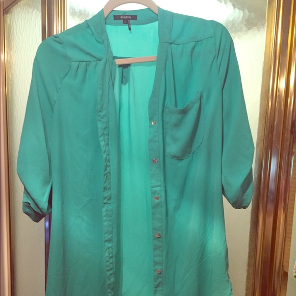 Green Button Down Blouse