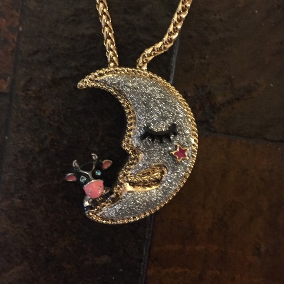 Betsy Johnson cow over the moon necklace