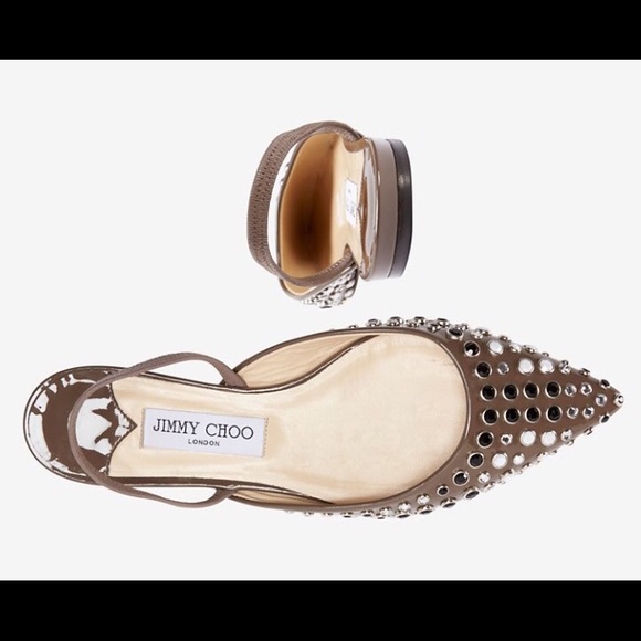 Jimmy Choo D'Orsay Sling-Back Patent Leather Flats