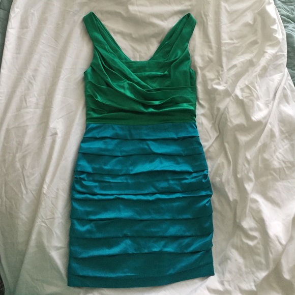 Express ruched two tone dress