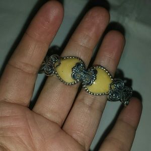 Sterling Silver bracelet with yellow inlay