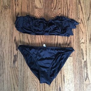 JCrew black ruffle bikini