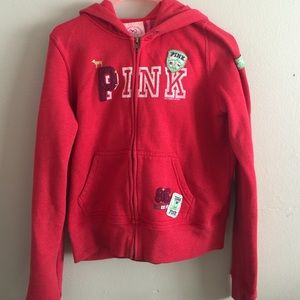 Red Pink Zip Up Hoodie
