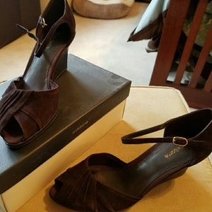 Peep Toe Suede Wedges