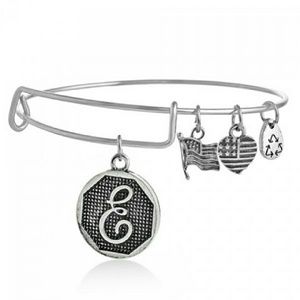 Letter E Charm Bangle