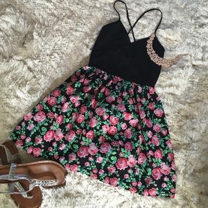 Victoria's Secret PINK Black floral summer dress.