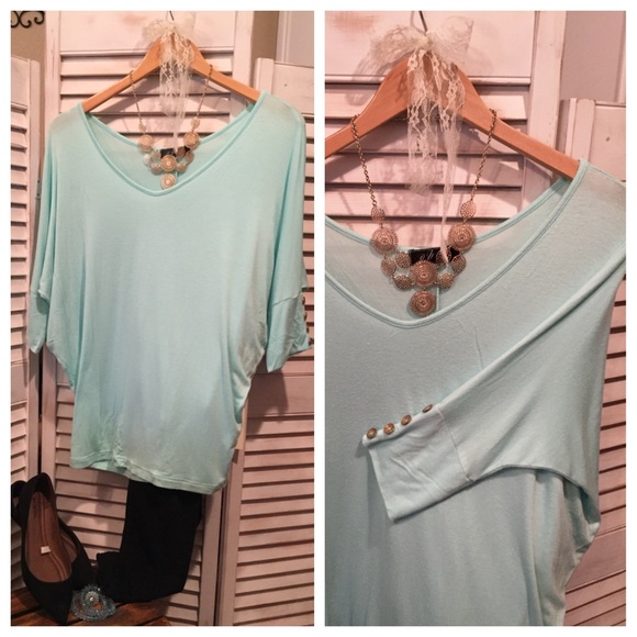 Mint blue 3/4 sleeves top