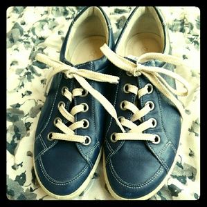 Navy Leather Sneakers