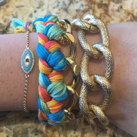 Large Bright Woven Gold Chain Bracelet