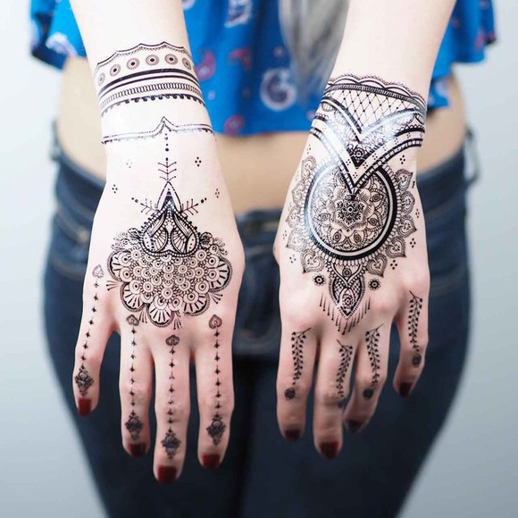 Black henna temporary tattoos style #1