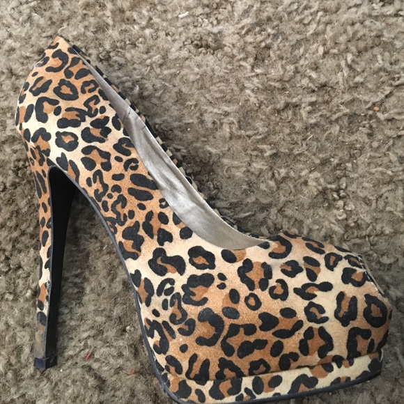 Cheetah print peep toe heels