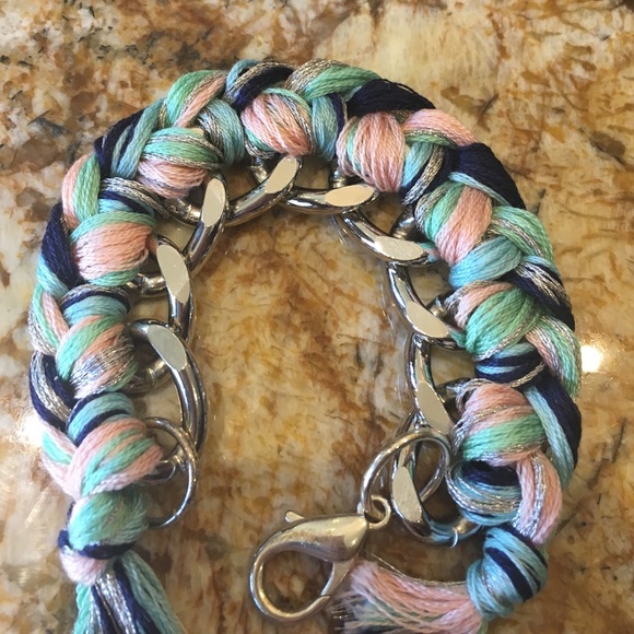 Large Silver Woven Silver Bracelet with Sparkles - Picture 2 of 3