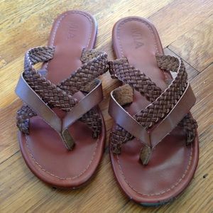BROWN SLIP ON SANDALS🔹SIZE 8