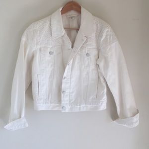 Levis white denim jacket.