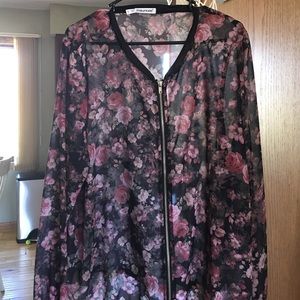 Sheer zip up shirt