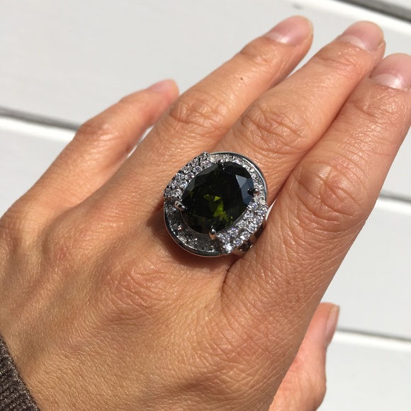 green cubic zirconia ring