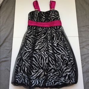 Sparkly zebra print and pink dress!