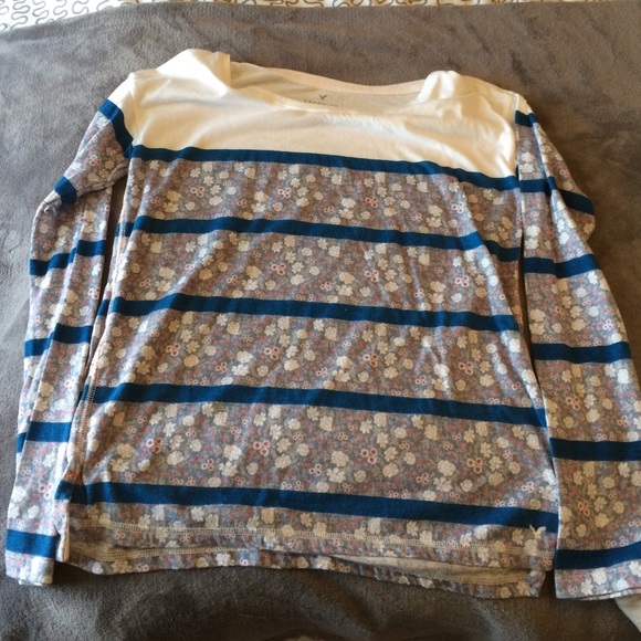 American Eagle Striped Flower Long Sleeve