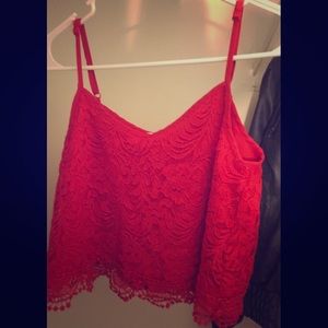 Red lace cropped tank top 💕