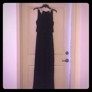 Pleated black formal gown