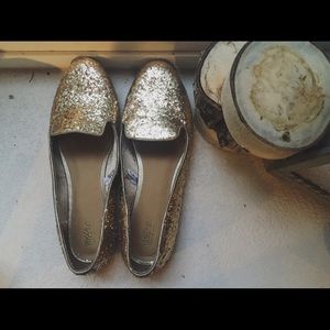 Gold Glitter Loafers