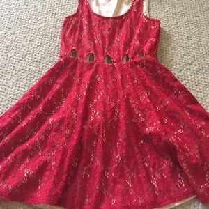 Red lace dress with stomach cut outs